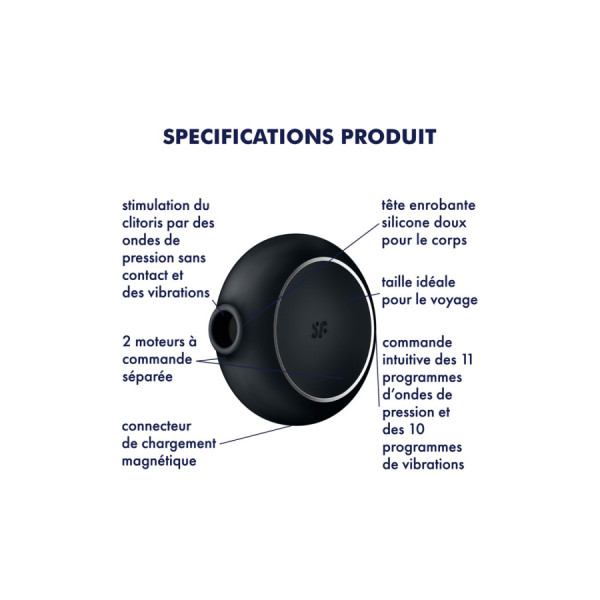 Stimulateur clitoridien par air pulsé et vibration USB Pro To Go 3 Satisfyer 